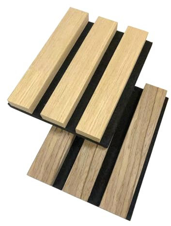 【Sample】Marisflo Acoustic Wood Wall Panels with 3-Sided Edging Wood Veneer Sound Dampening Panels 15 * 12cm Natural Oak and Walnut Two Colors/Pack…