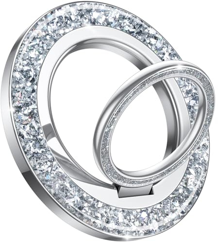 Lamicall Magnetic Phone Ring for MagSafe, Super Magnet Glitter Silver Grip