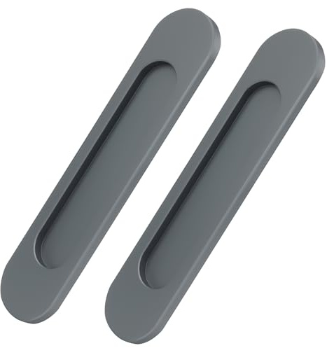 Niboken Maniglia Ovali Porta Scorrevole Autoadesiva 180mm, Maniglie Incorporata Nascosta Senza Punzonaturaa 2 Pezzi per Cassetto Armadio Cucina Finestre (Grigio Ferro)