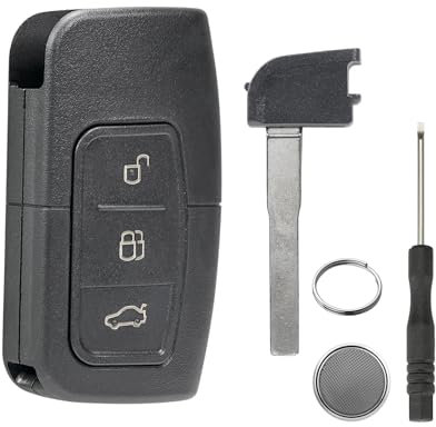 3 button Smart Key Fob Case Cover replacement For Ford Focus Kuga Key Case with Screwdriver key Ring Battery CR2032