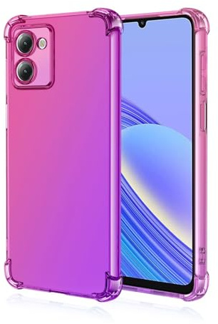 RankOne Hülle Geeignet für HMD Pulse Pro (6.65 Inches) Transparente TPU Silikon Farbverlauf Color Case - Pink Lila