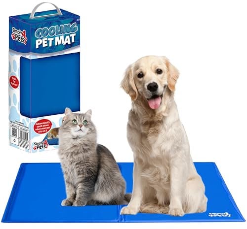 SIMPLY 4 PETS Cooling Mat for Dogs & Cats Non-Toxic Gel Self Cooling Pad for Summer Portable Water-Resistant Cat Dog Bed Pets Sleeping Mats, Easy to Clean Indoor & Outdoor Use (45x60cm)