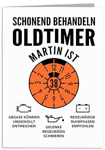 Geburtstagskarte zum Geburtstag Oldtimer personalisiert lustige Grußkarte Karte Geburtstag Klappkarte Faltkarte mit Umschlag 10,5 x 14,8 cm (Frei wählbare Zahl)