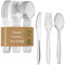 BlissMart 300 Pcs Heavy Duty Clear Plastic Cutlery Set Premium Quality Washable & Reusable 100 Spoons, 100 Forks, 100 Knives Set Perfect for for All Occasion Birthday Parties Weddings Camping