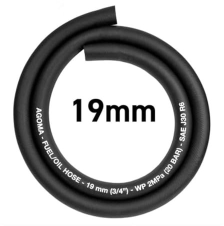 19mm x 2meter Fuel Hose - Reinforced Rubber Hose for Fuel, Diesel, Petrol, Water - Oil-Resistant Flexible Pipe for Engine Fuels, Industrial Use