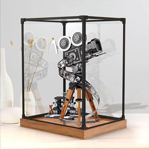 Acrylic Display Case for LEGO Walt Disney Tribute Camera 43230, Dust-proof Display Box for Lego 43230, Size:25x22x38cm -(NOT Included The Model) (Wood grain base)