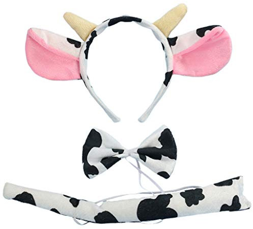 KAHDGSS Lot de 3 bandeaux en forme de vache pour enfants filles garçons serre-tête nœud papillon Halloween