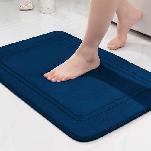 chakme Alfombrilla de baño antideslizante, alfombra de baño, suave, absorbente, alfombrilla de ducha, alfombrilla para baño, color azul, 43 x 61 cm
