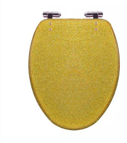 WAMVZYX Glitter Toilet Seat Resin Toilet Seat Will Slow Close and Removes Easy for Cleaning, Elongated Toilet Seat,Toilet Lid 17.3,Pink (d)