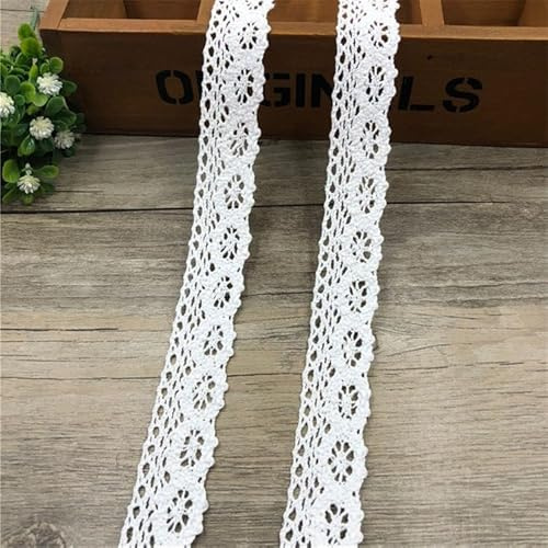 WANYI 50M Spitzenband weiß Spitzenborte aus Baumwolle 2.6cm Spitzenstoff Meterware Borten und Bänder zum Nähen Spitzenbordüre Dekoband fur Tischdecke Patchwork DIY Handwerk(Weiß)