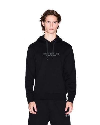 Armani Exchange Herren Long Sleeve Drawstring, Front Tone On Tone Logo Hooded Sweatshirt