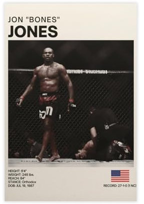 bacrhjlb Jon Jones Poster, UFC-Poster, Leinwandposter, Schlafzimmer, Dekoration, Landschaft, Büro, Raumdekoration, Geschenk, 30 x 45 cm