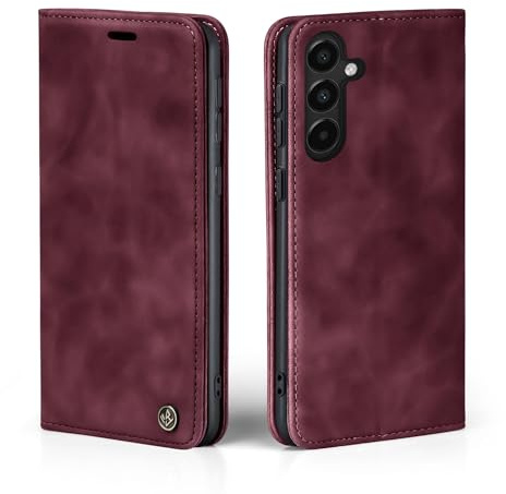 LBH Handyhülle für Samsung Galaxy A16 / A16 5G in Weinrot mit Karten- und Geldfach Smartphone Hülle mit Standfunktion Flip Case Schutzhülle Magnetverschluss Vintage