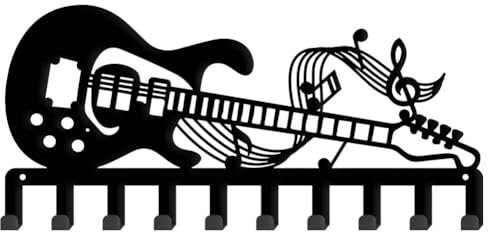SUPERDANT Note di Chitarra Portachiavi In Metallo Chitarra Decorativo 10 Ganci Nero Portachiavi Organizer Ganci Da Parete Decorazione Da Parete per Cucina Portachiavi