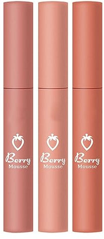 Matte Lippenstift-Set mit Nicht-Stick-Tasse Erdbeermatte Lippenstift langlebiger Lipgloss 3pcs Style 1