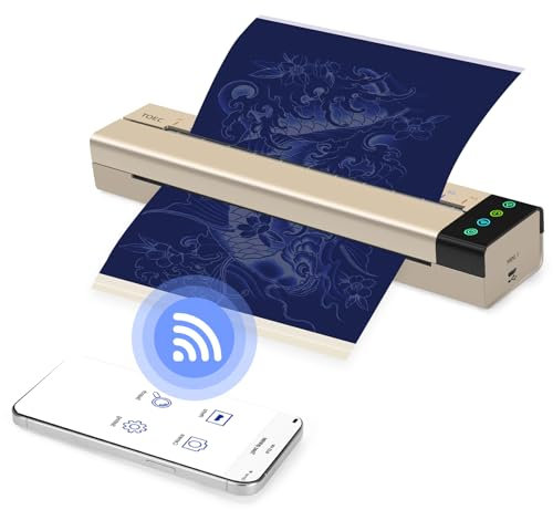 ATOMUS Tattoo Transfer Template Machine Mini imprimante photocopieuse Thermique avec 5 Feuilles de Papier de Transfert de Tatouage Portable USB WiFi Tattoo Printer
