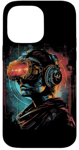 Hülle für iPhone 14 Pro Max Futuristisches VR Headset Design - Cyberpunk Sci-Fi Art