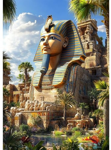 QENSPE Diamond Painting Pyramide, Fantasie Landschaft Diamond Art Set Erwachsene, Kristall Diamant Malerei DIY Diamant Kunst Handwerk für Haus Zimmer Wand Dekor 30x40cm