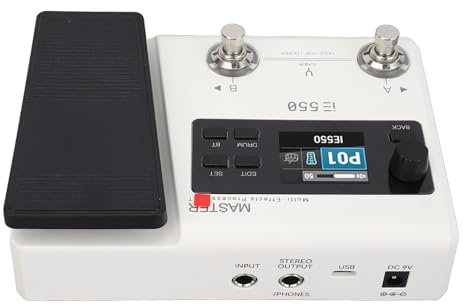 Fockety Processore Effetti per Chitarra, 8 Effetti Moduli 100 Drum Reverberation Delay Multi Effects Pedal Amp Amp Amp Effects Processor con a Pedale (Spina Europea)
