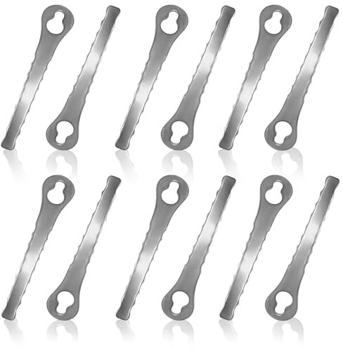 Ersatzmesser Rasentrimmer Metal 12 pcs, dellyy Metallmesser für Akku-Rasentrimmer, Ersatzmesser-Set, Metallklingen für Rasentrimmer, Rasentrimmer Messer Metall