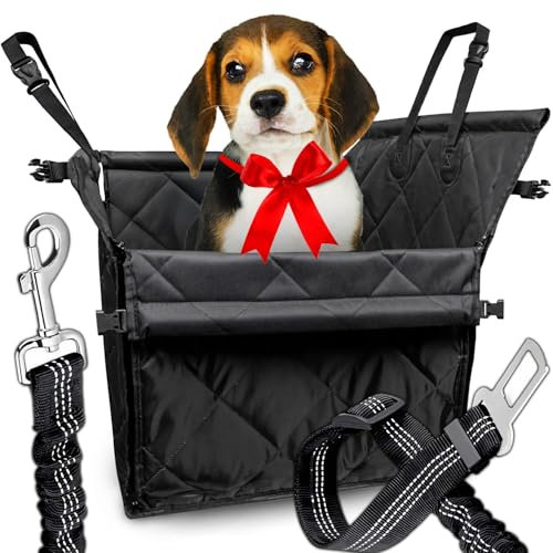 Retoo Asiento de Coche para Perros Estable, Paredes reforzadas y Correas de fijación, pequeños a medianos Animales 60 x 50 x 53 cm, Negro