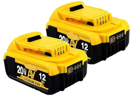 2PCS 12000mAh 20V Batterie d'outil électrique - Compatible avec Dewalt DCB206 DCB205 DCB200 DCB204-2 - Remplacement pour tondeuses à Gazon sans Fil