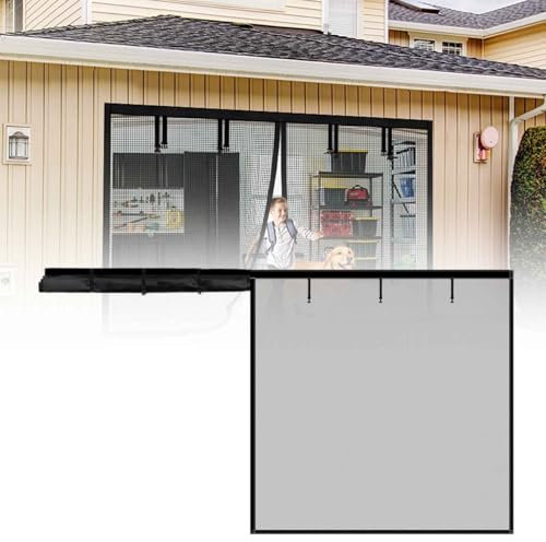 Zanzariera Per Porta Da Garage, Zanzariera Magnetica In Fibra Di Vetro, Rete Rinforzata Contro Insetti E Animali Domestici, Zanzariera Avvolgibile- 244x213cm(Grigio,366x213 CM)