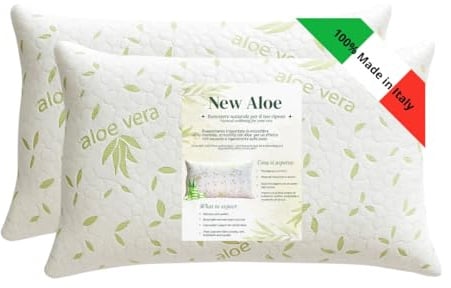 GM COPPIA Cuscini Letto Guanciali per Dormire Imbottiture Standard Antiacaro Anallergico Traspirante per letto Matrimoniale Singolo con Federa Aloe Lavabile Made in Italy
