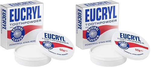 Eucryl Original Flavour Toothpowder, Tooth Whitening Powder, Powerful Stain Remover, for Tobacco, Tea, Coffee & Wine Stains, Unique Polishing Action, 1 x 50g (Pack of 2)