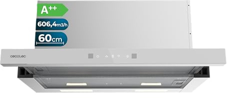 Cecotec Teleskop-Dunstabzugshaube 60cm Bolero Flux, 606,4 m³/h, Energieklasse A++, Bewegungssteuerung, Booster mit hoher Effizienz und innovativer Technologie für moderne Küchen
