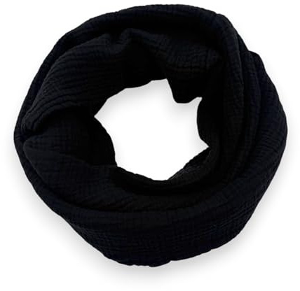 Ziona Damen Musselin Loop Schal Uni Baumwolle Frühling Herbst Made in Italy