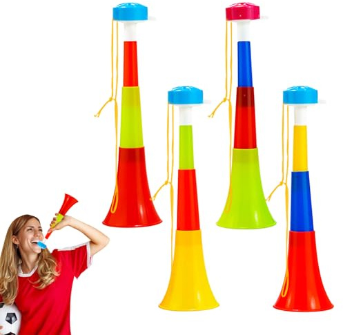 4 Piezas Vuvuzela de Estadio Cornetas de Plástico Muy Fuertes para Animar