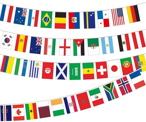 Bukecagif Bandera de 42 países para la wm 2026, Decoración de Fútbol 2026, Banderas de 14 x 21 cm, 13.5 m