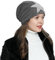 DonDon Mütze Damen Wintermütze Slouch Beanie gefüttert mit silbernen Stern Pailletten grau