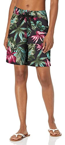 Kanu Surf Damen UPF 50+ Active Printed Swim and Workout Board Short Boardshorts, Hayley Schwarz, 38