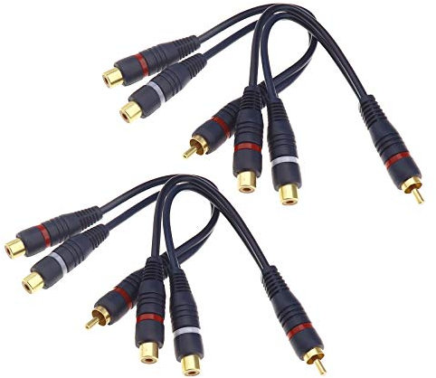 ENET 4X Câble Séparateur 1 RCA Mâle à 2 RCA Femelles Prise Phono Double-tête AV Audio Line