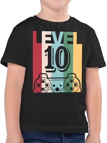 Kinder T-Shirt Jungen - 10. Geburtstag - Gaming Level Zehn - 164 (14/15 Jahre) - Schwarz - Shirt 10 Jahre Junge t 10.Geburtstag Complete Tshirt geburtstagsshirt Shirts 10th Birthday t-Shirts Gamer