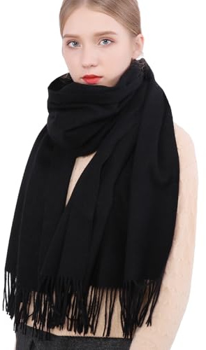 RIIQIICHY Winter Scarf for Women Black Pashmina Shawls Wraps for Evening Dresses Large Warm Soft Scarves