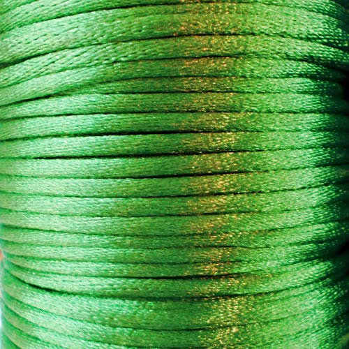 Satin Cord 2mm Rattail Knotting Thread 30m Sewing Craft Bracelet Making (Green)