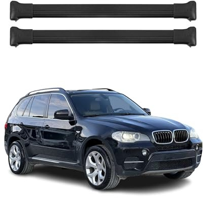 OMAC Dachträger für BMW X5 E70 2006-2013 Aluminium Schwarz 2 Stangen | bis 75 kg Traglast, Querträger, Grundträger