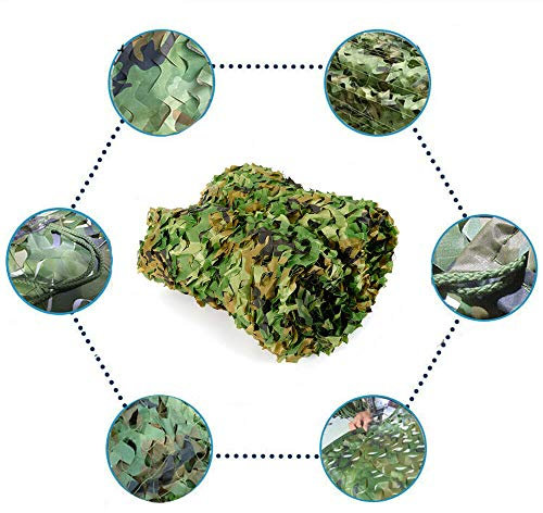 Futchoy Filet de camouflage vert pour les loisirs, le camping, les bars, la chasse - Décoration de camouflage - Filet de camouflage - Brise-vue - Paysage forestier - Décoration de jardin - 6 x 4 m