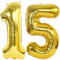 Helium Luftballons 15 gold Geburtstagsdeko 40 15 Geburtstag Party Dekoration Supplies,ballon 15 geburtstag,15 luftballon gold,folienballon 15 geburtstag mädchen Junge ballon 15 geburtstag deko(15)