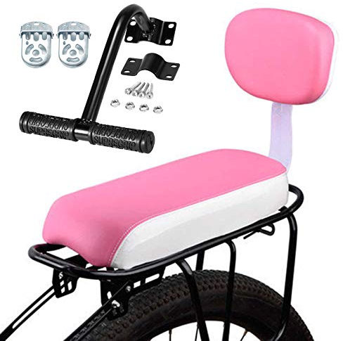 Set Di Poggiapiedi Del Bracciolo Del Cuscino Del Sedile Posteriore Della Bicicletta, Set Di Accessori Per Il Sedile Del Portapacchi Posteriore in Morbida Pelle PU Per Bici MTB rosa
