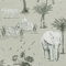 Arthouse Hand Drawn Safari Animals & Palm Trees Lagoon Grey Metallic Effect Wallpaper - Freshness to Maximise Light - Living Spaces & Feature Walls - Bedroom - Dining - Hallway - Living Areas 908902