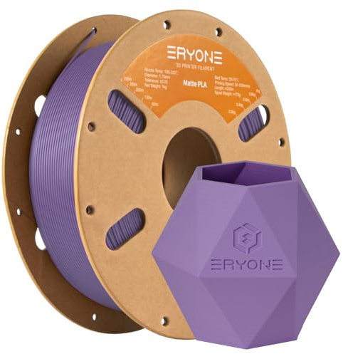 ERYONE Matte PLA 3D Drucker Filament 1.75mm, Maßgenauigkeit +/- 0.03 mm, 1 kg 1 Spule, Matte Blue Lilac