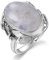 DJMJHG 925 Sterling Silber Ring Natürlicher Lapislazuli Weißer Chalcedon Mondstein Edelstein Ring Großer Stein 11x17MM Ovaler Edelstein 9 Mondstein
