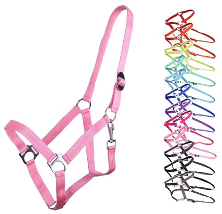 NETPROSHOP Halfter ODER Führstrick Einfarbig für Ihre Lieblinge Mini Shetty bis XL Full, Groesse:Shetty, Farbe:Rosa