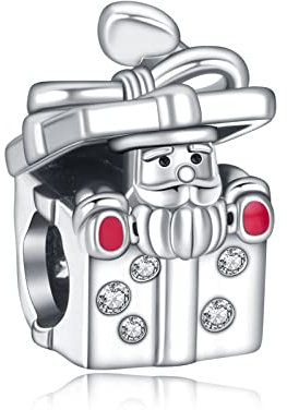 LaMenars Bonhomme de neige et chapeau de Noël Charm en argent sterling Pendentif en forme d'arbre de Noël, perles pour filles Cadeaux pour femmes Collier-bracelet