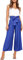 FANCYINN Damen 2 teiliges Crop Pants Set mit weitem Bein Wide Strap V-Ausschnitt Tank High Waist Cropped Paper Bag Hose mit Gürtel Königsblaue Hose & weißes Top L
