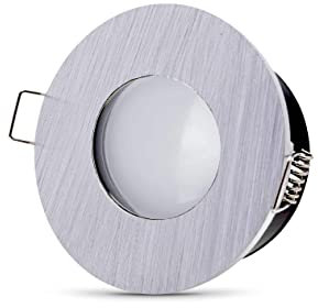 lambado® LED Spots Flach für Badezimmer IP65 in Alu gebürstet - Moderne Deckenstrahler/Einbaustrahler für Außen inkl. 230V 5W Strahler warmweiß dimmbar - Hell & Sparsam